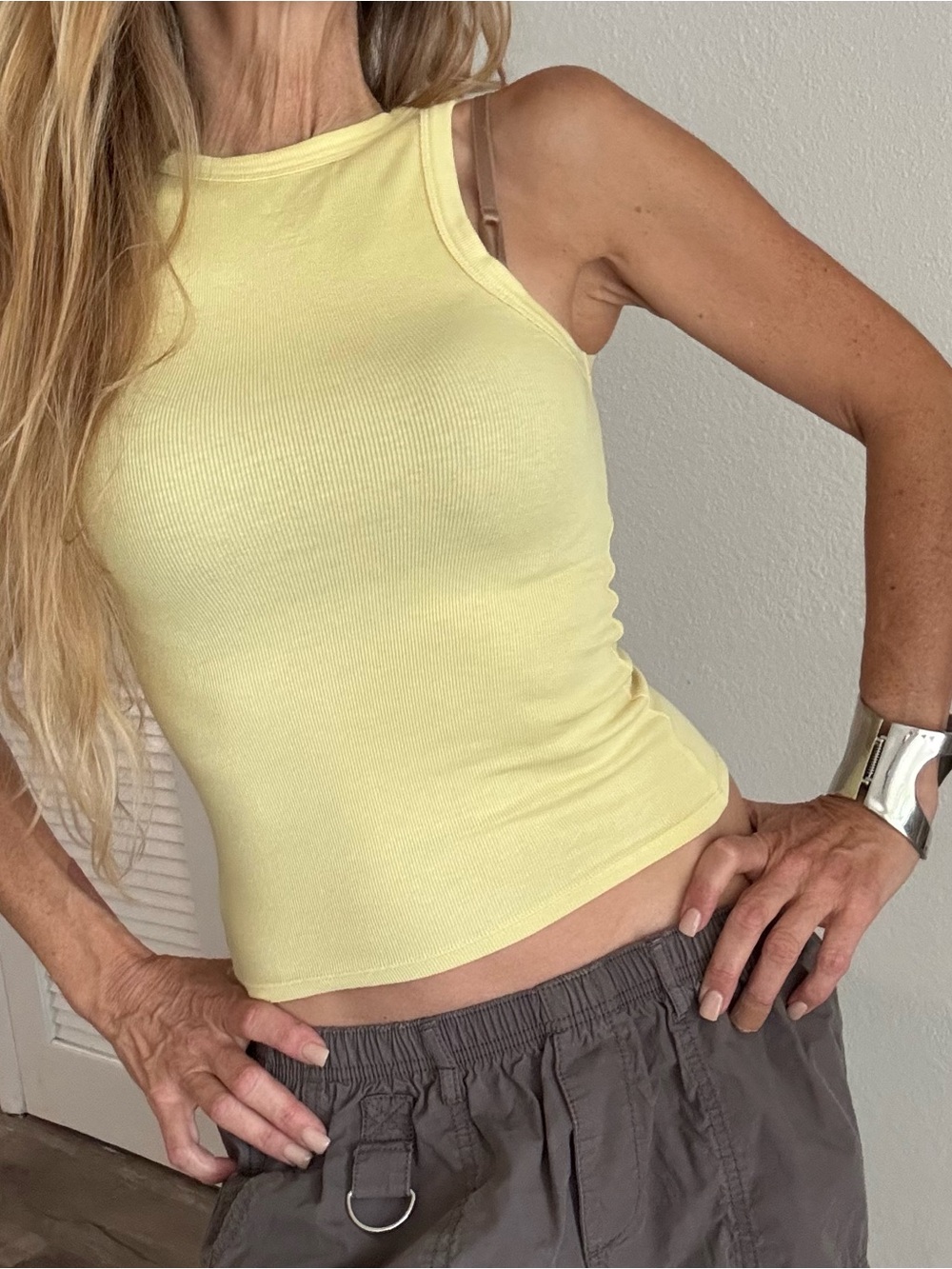 a new day Ribbed Tank Top in Light Yellow XS